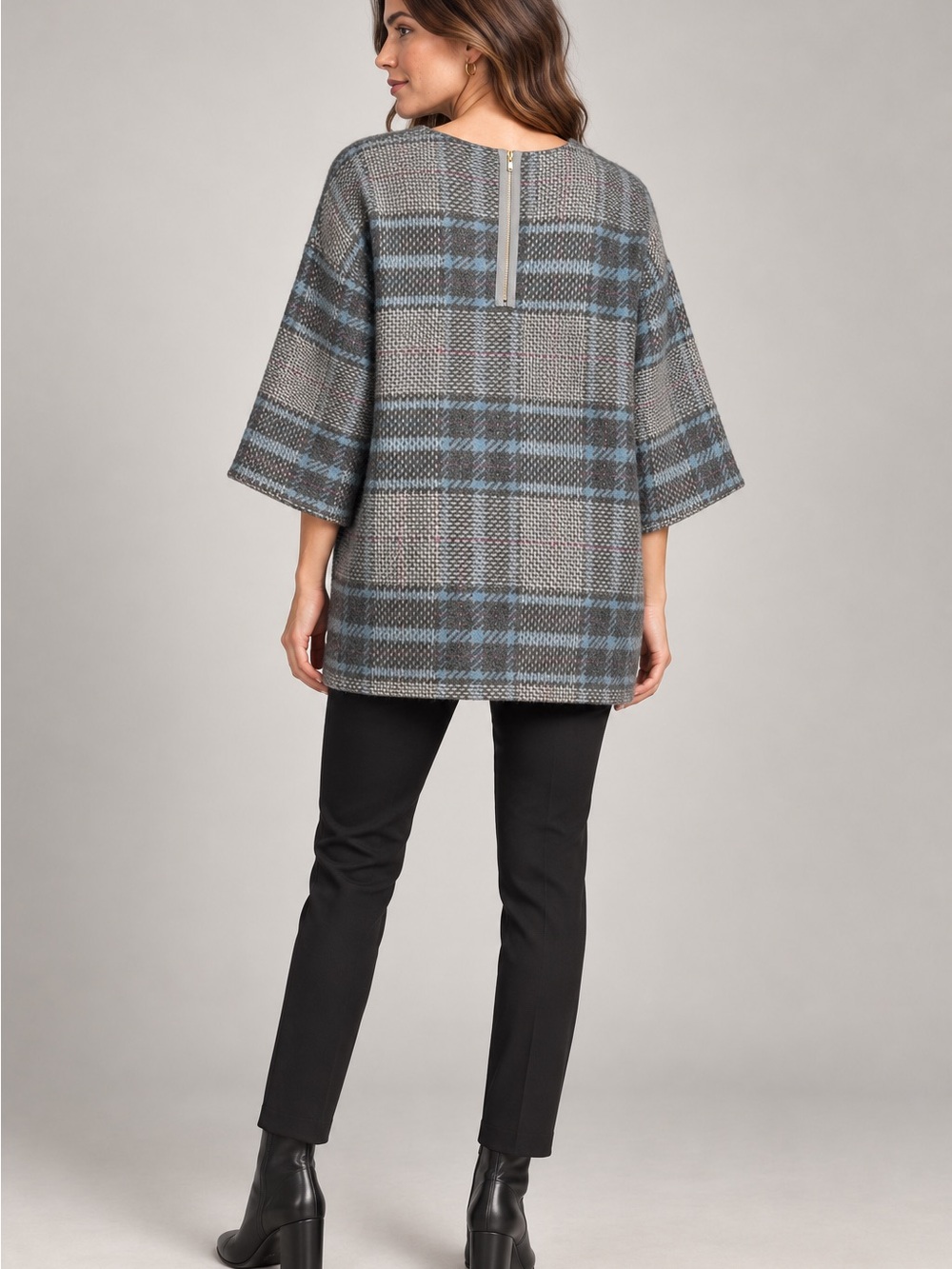 MOOL Another Shop Wool Blend Plaid Tunic Top OS